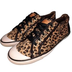 Coach Barrett Signature Leopard Lace-Up Sneaker SZ 7.5B
